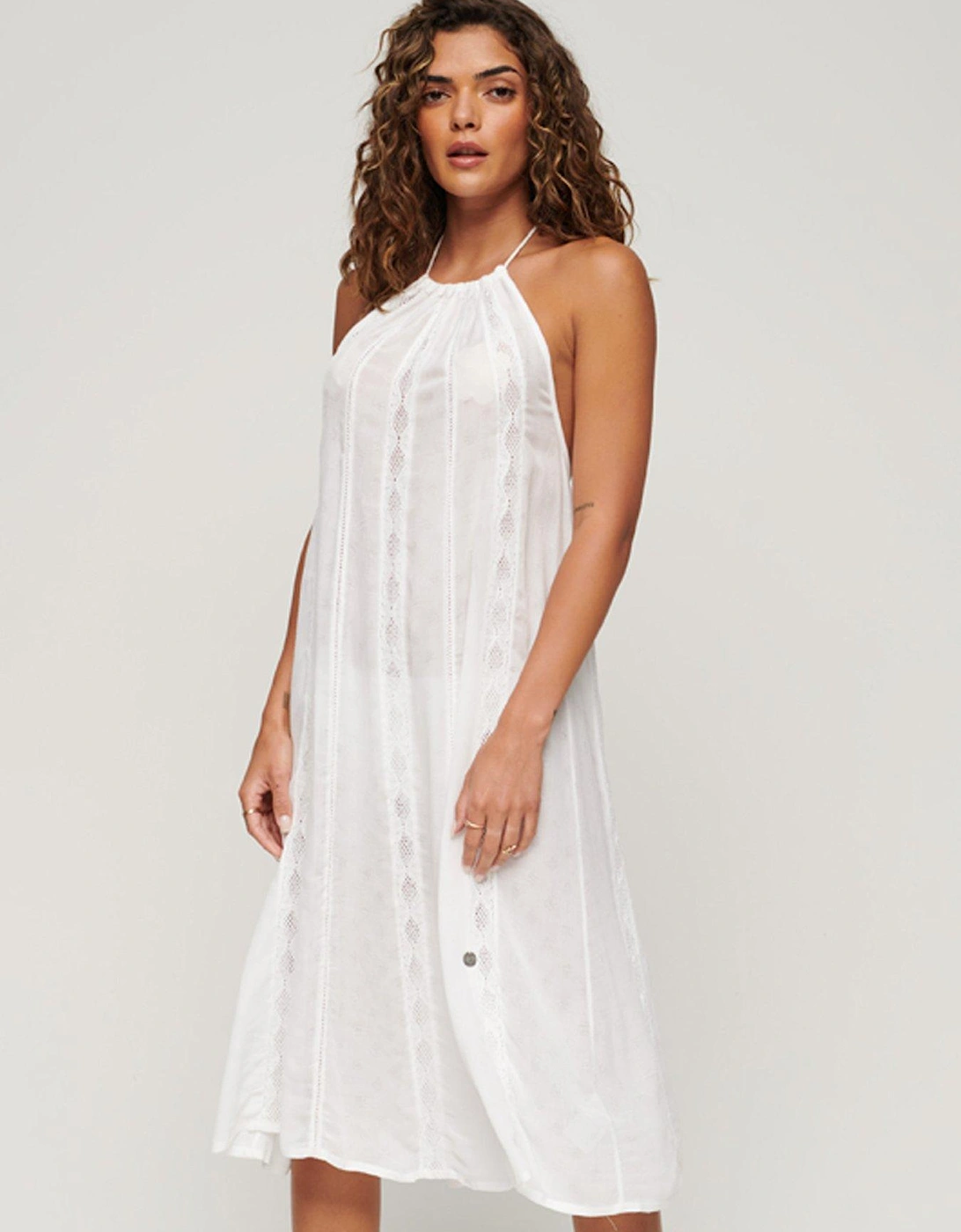 Halter Neck Midi Dress - White, 2 of 1