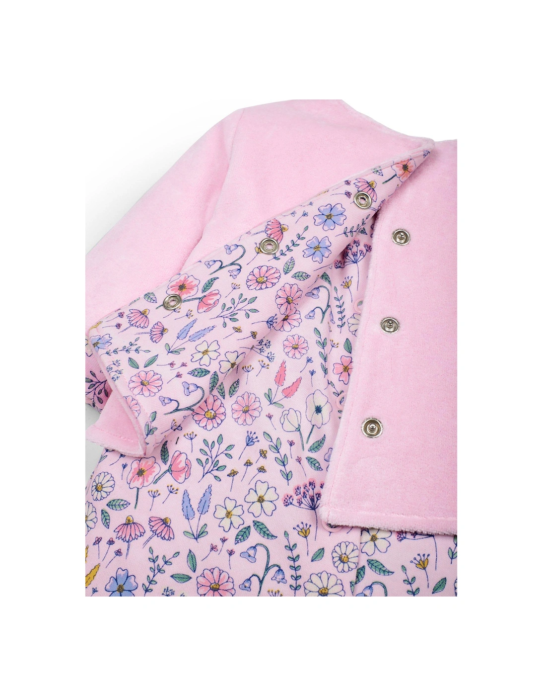 Girls 2-Piece Sleepsuit & Velour Jacket Set - Pink