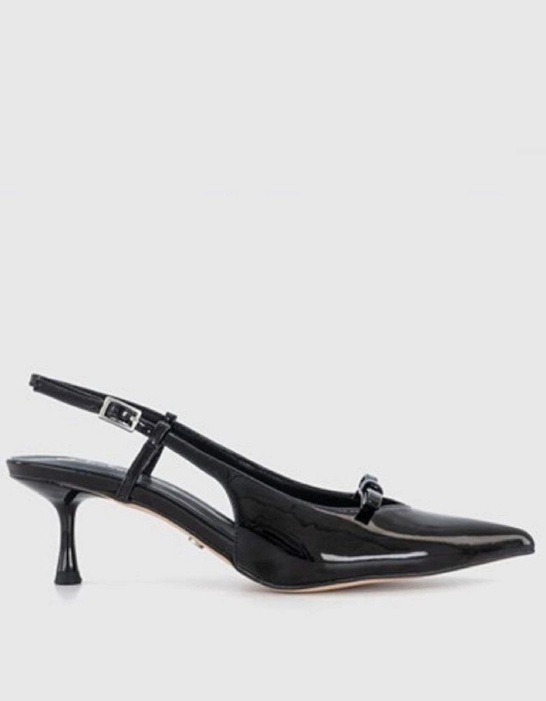 Marina Bow Detail Sling Back Court Shoes - Black
