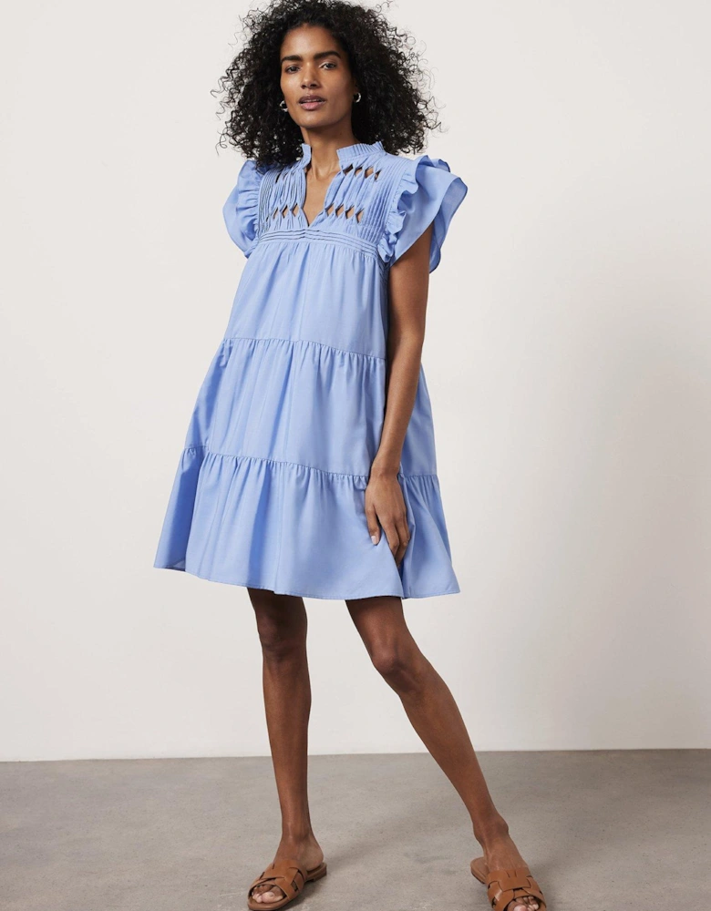 Ruffle Detail Mini Dress - Blue