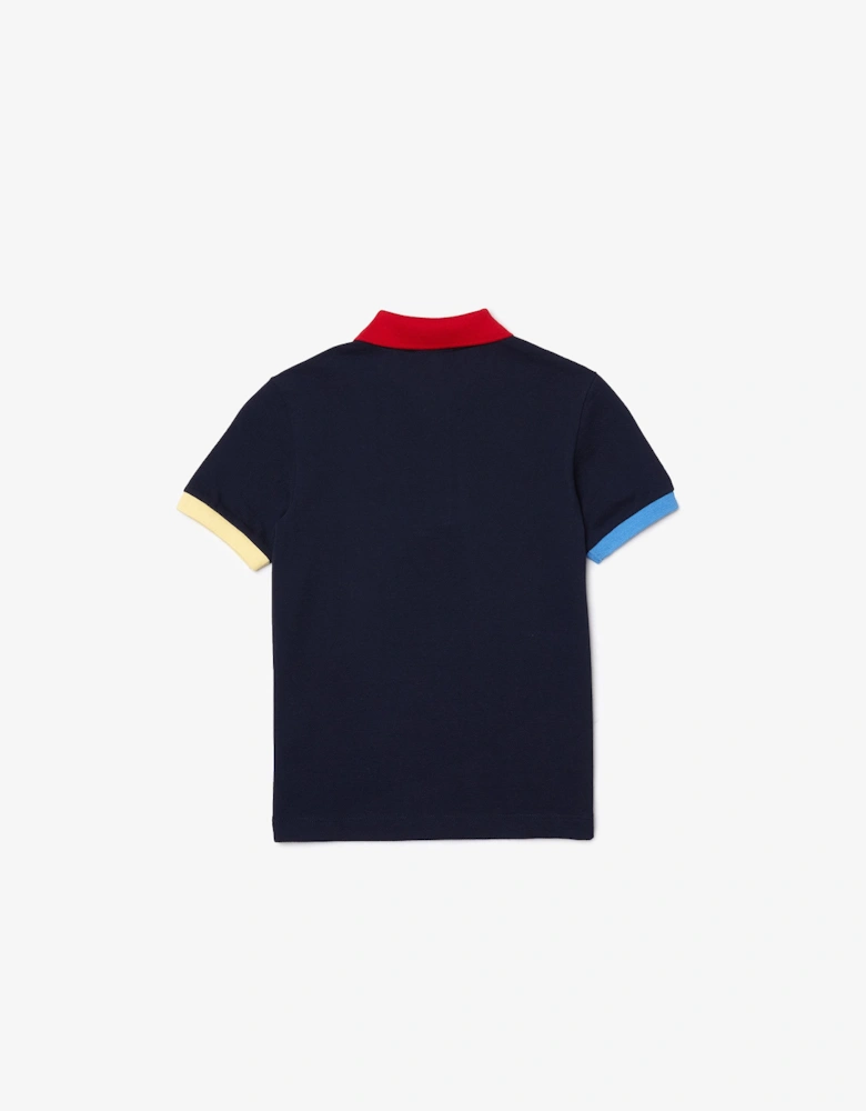 Juniors Coloured Details Cotton Pique Polo Shirt