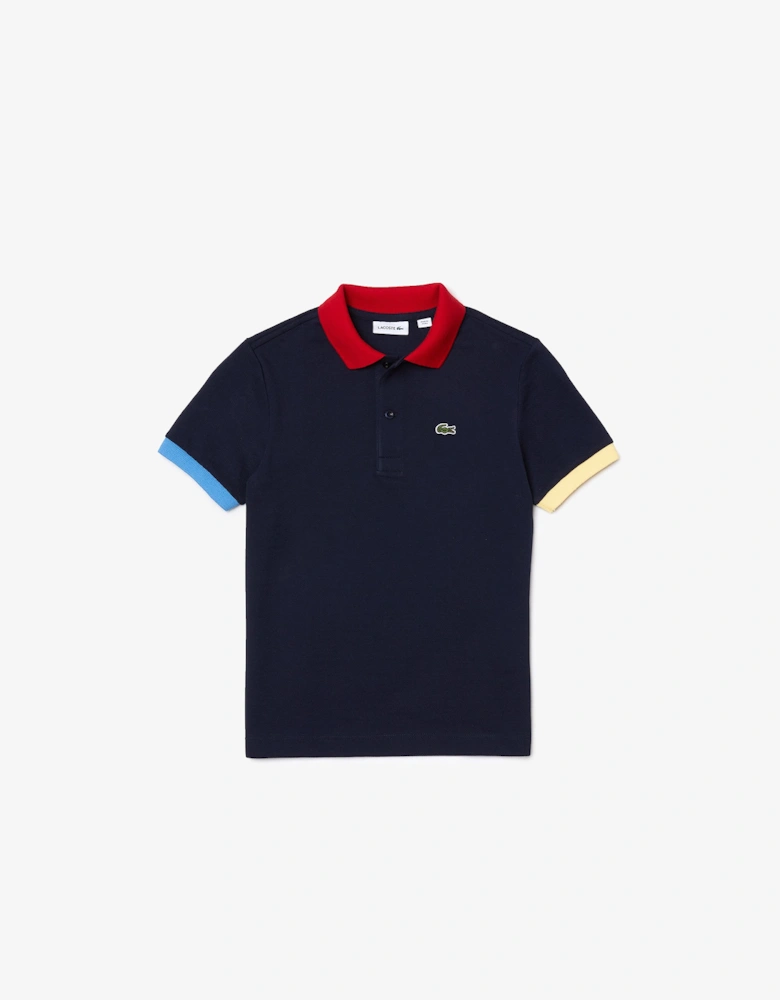 Juniors Coloured Details Cotton Pique Polo Shirt