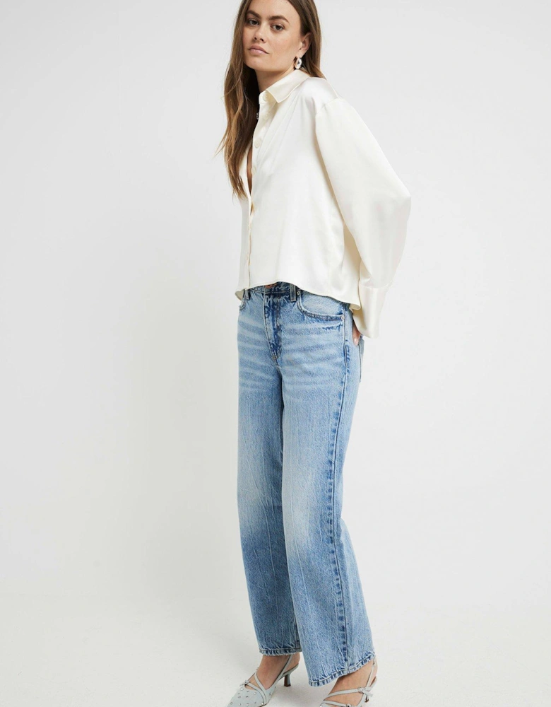 High Waisted Relaxed Straight Crop Jeans