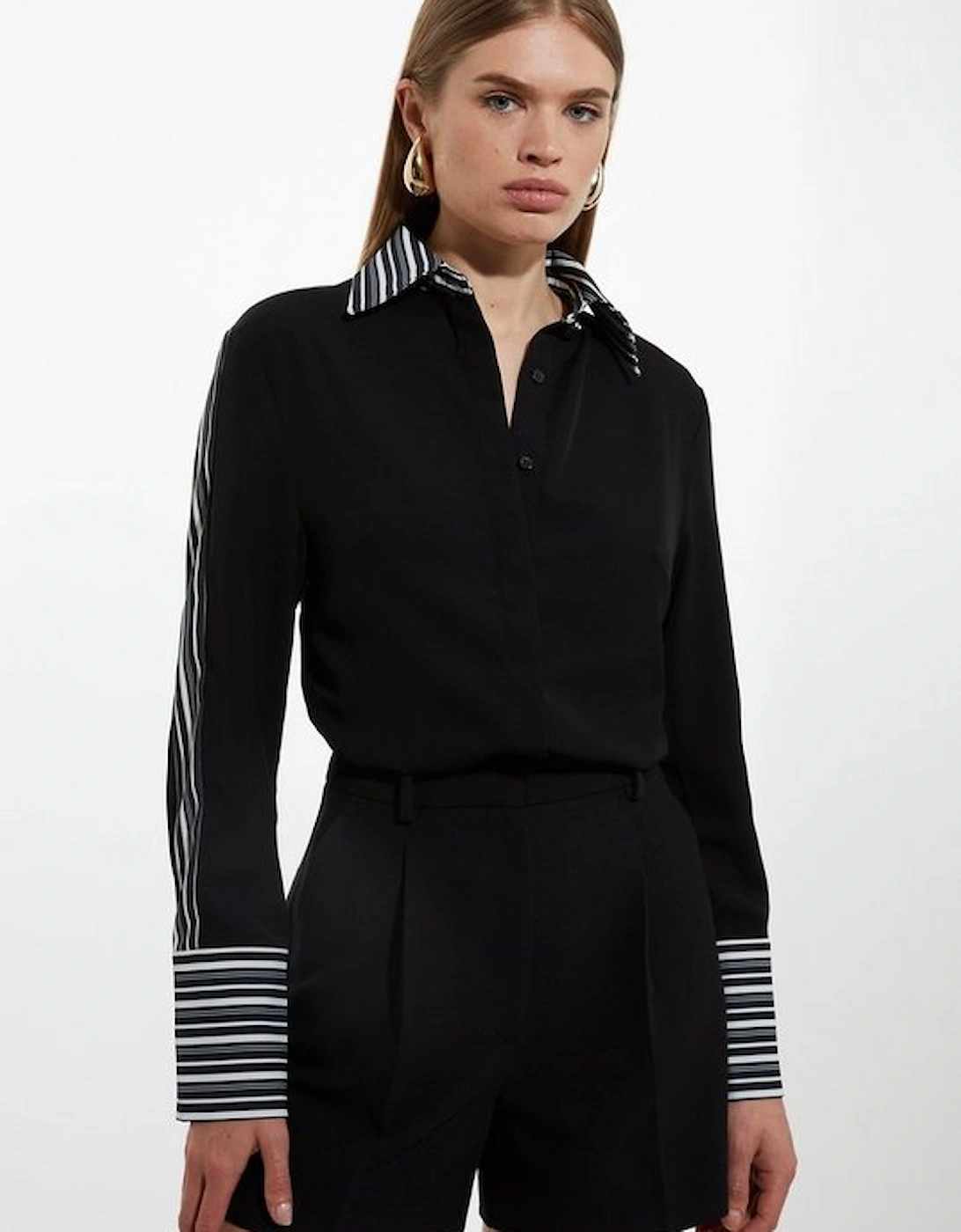 Twill Woven Contrast Stripe Shirt, 4 of 3
