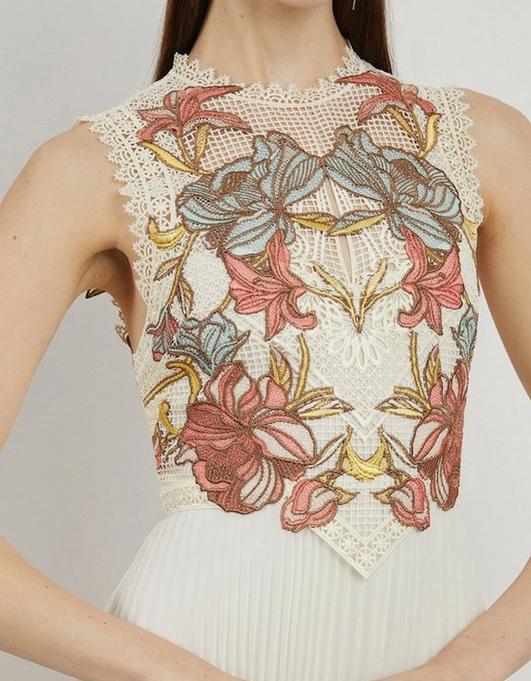 Petite Floral Chemical Lace Ombre Woven Maxi Dress
