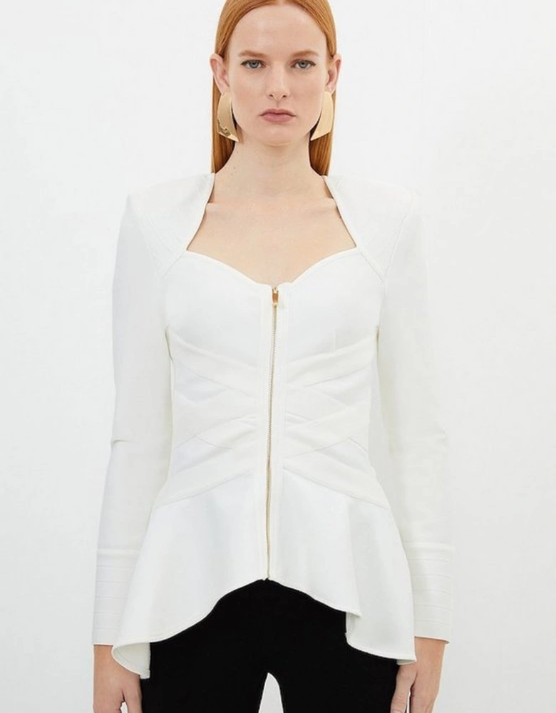 Bandage Strong Shoulder Jacket With Zip Front Opening