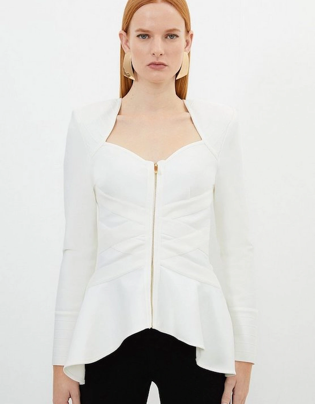 Bandage Strong Shoulder Jacket With Zip Front Opening, 5 of 4