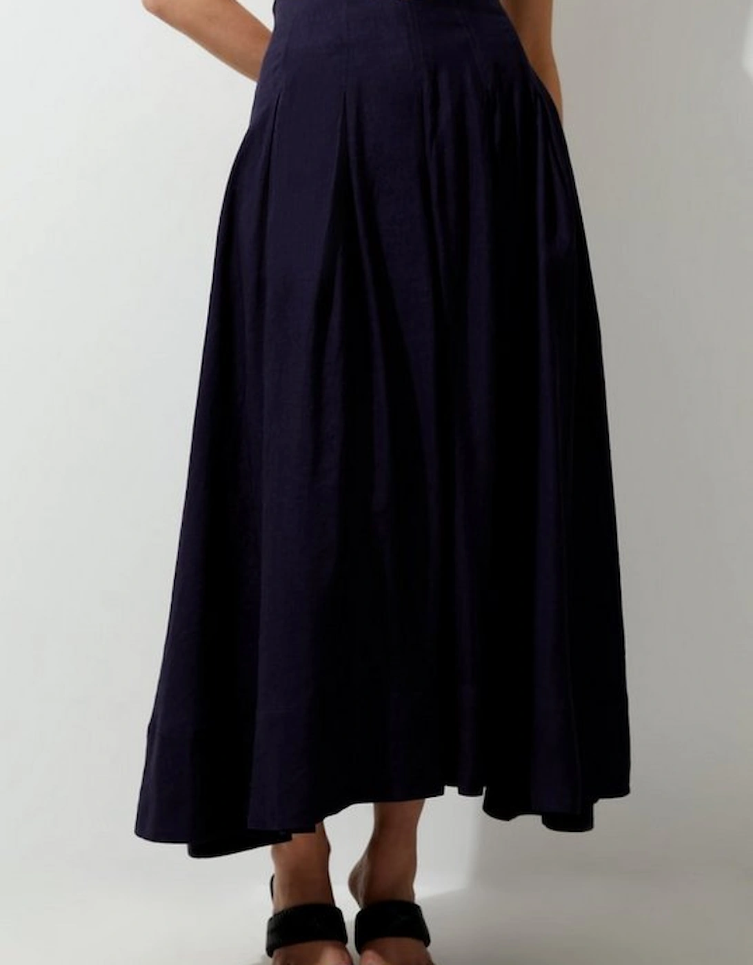 Viscose Linen High Waisted Woven Midaxi Skirt