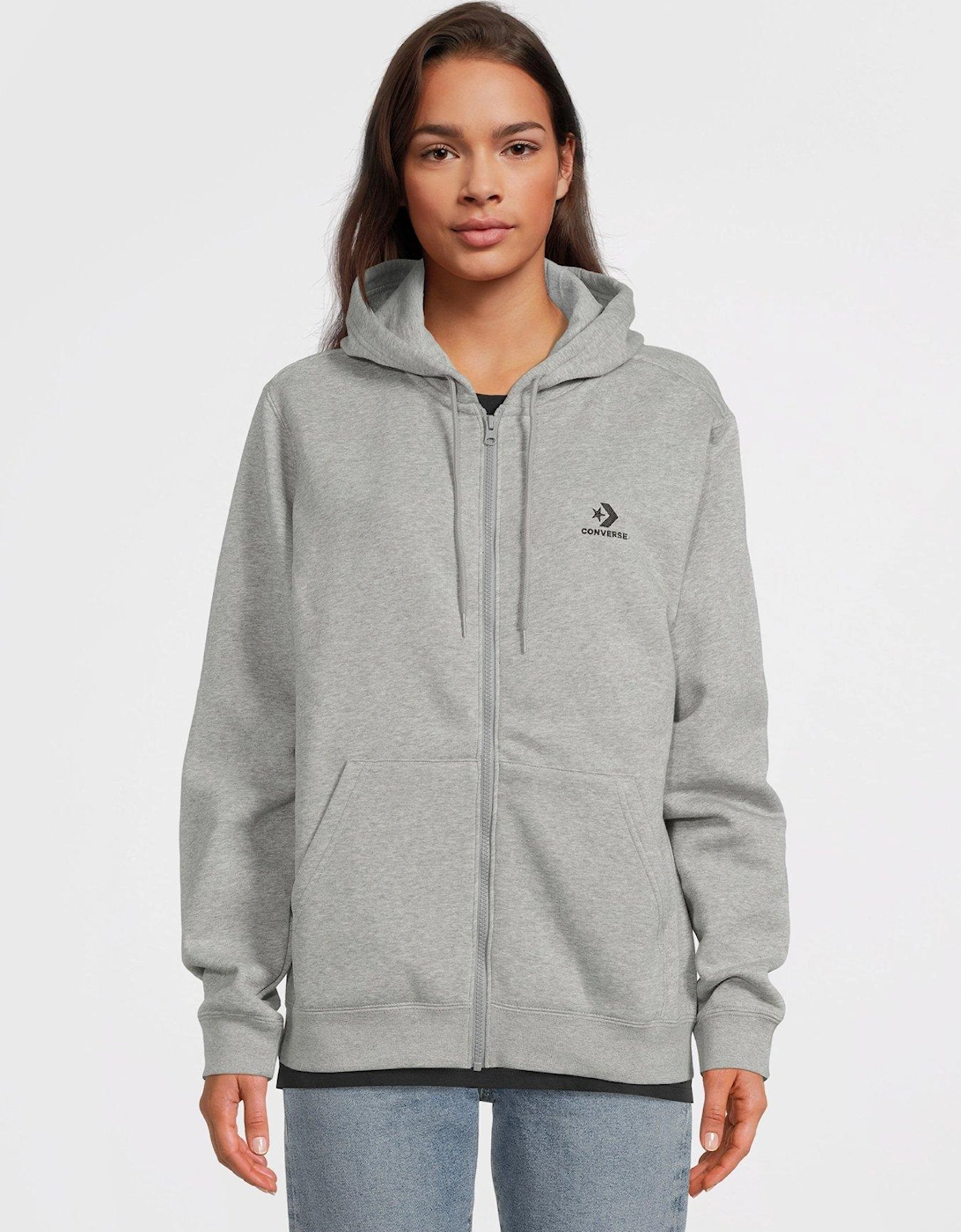 Left Chest Star Chevron Embroidered Full Zip Hoodie - Grey, 6 of 5
