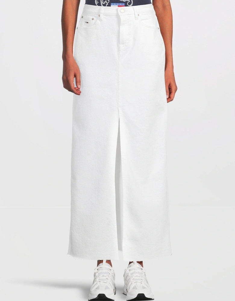Denim Maxi Skirt - White
