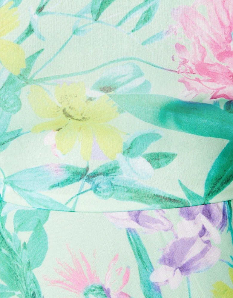 Floral Print Puff Sleeve Midaxi Dress