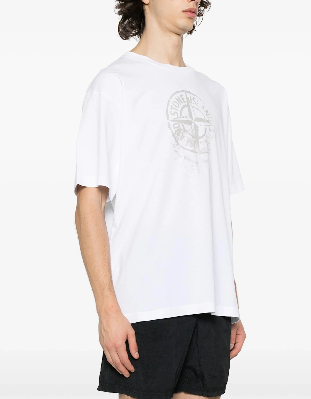 Reflective One Compass Print Logo T-Shirt in White