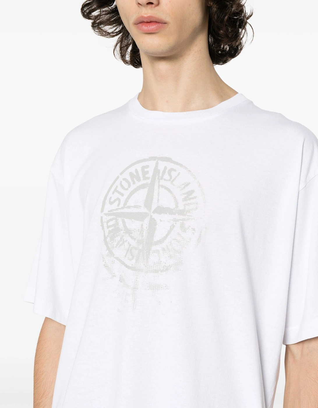 Reflective One Compass Print Logo T-Shirt in White