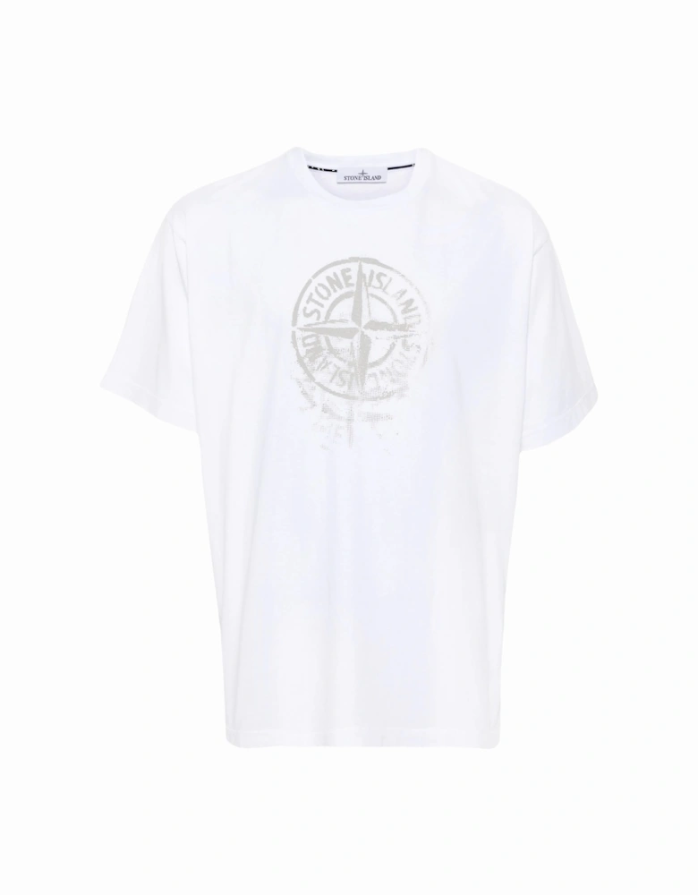 Reflective One Compass Print Logo T-Shirt in White