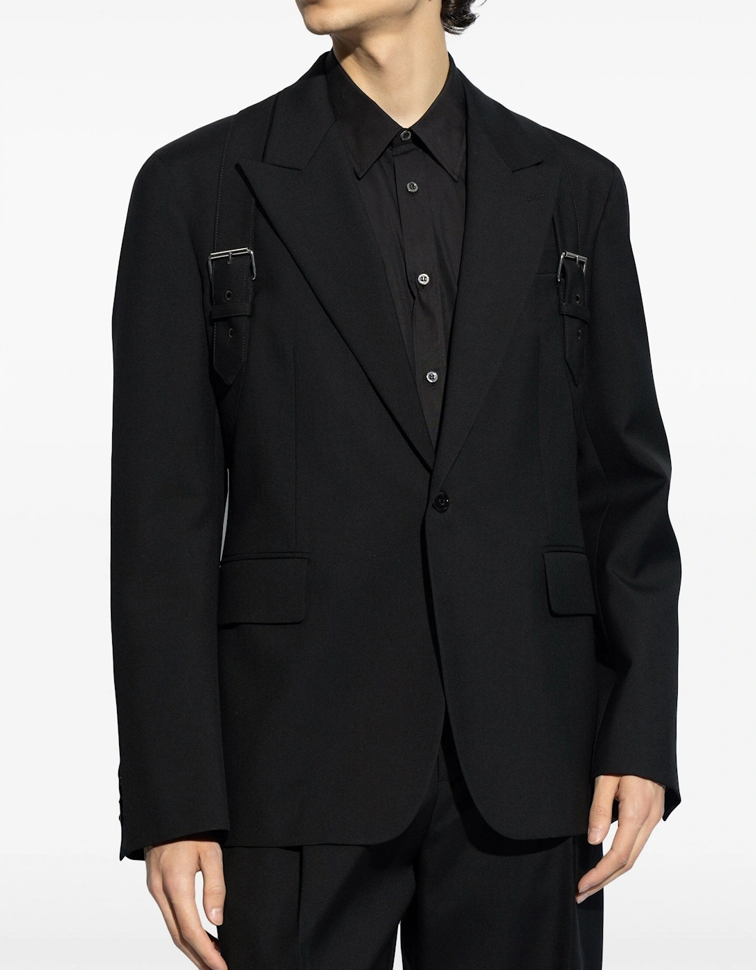 Wool Gabardine Harness Jacket Black