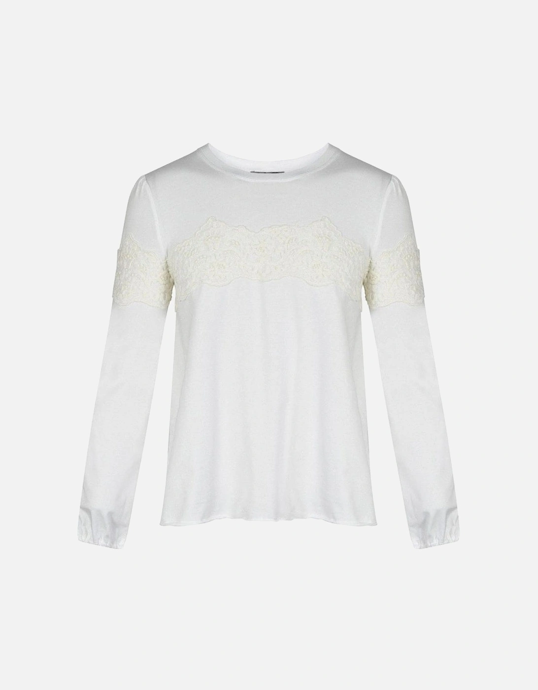 Cream T-Shirt with Lace Detail, 5 of 4