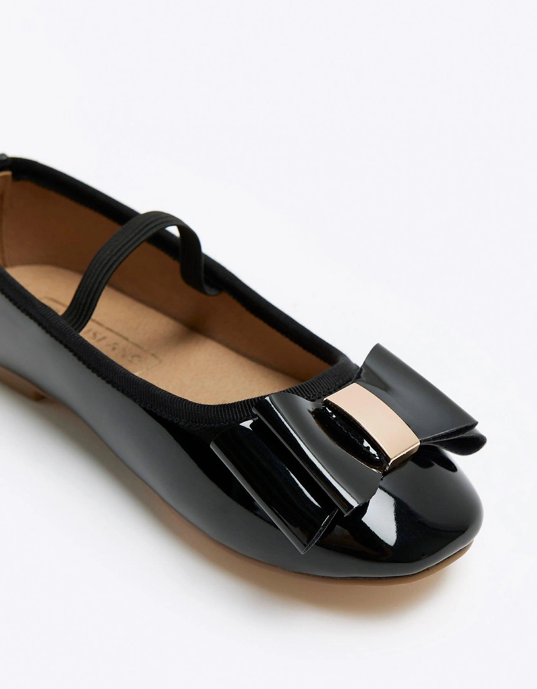 Girls Patent Bow Ballet Shoes - Black