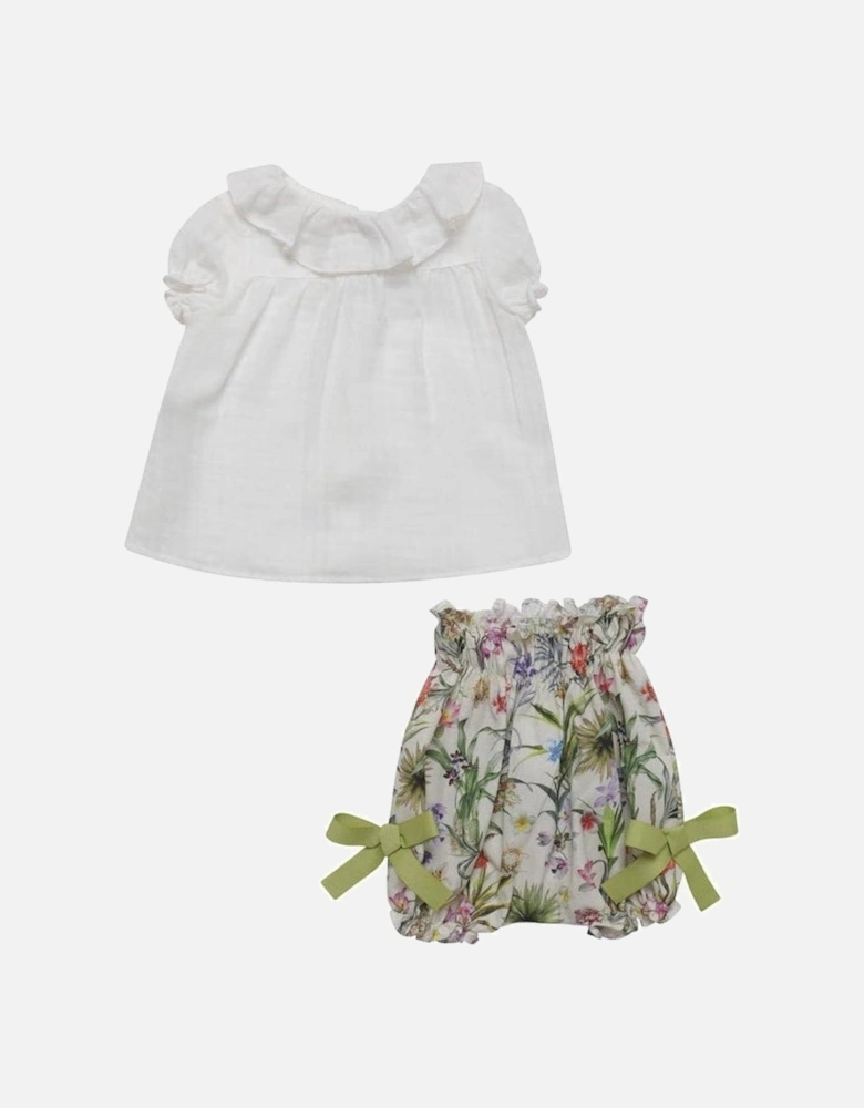 White Blouse with Floral Bloomers Set