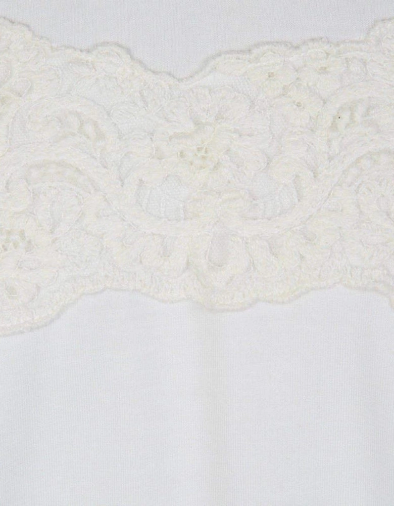 Cream T-Shirt with Lace Detail