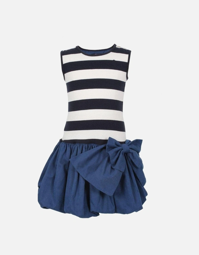 Girls Navy Blue Stripe Dress