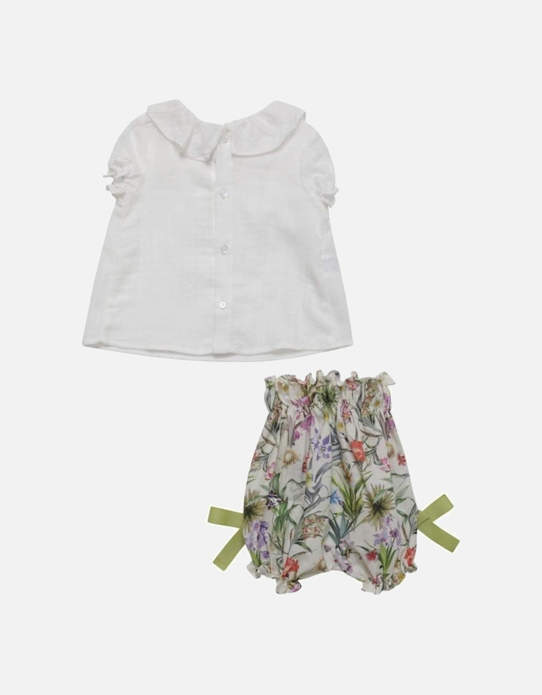 White Blouse with Floral Bloomers Set