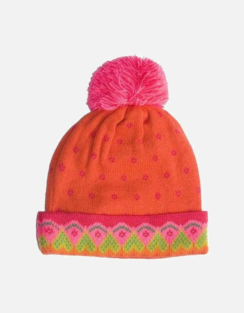 Pink Jacquard Bobble Hat