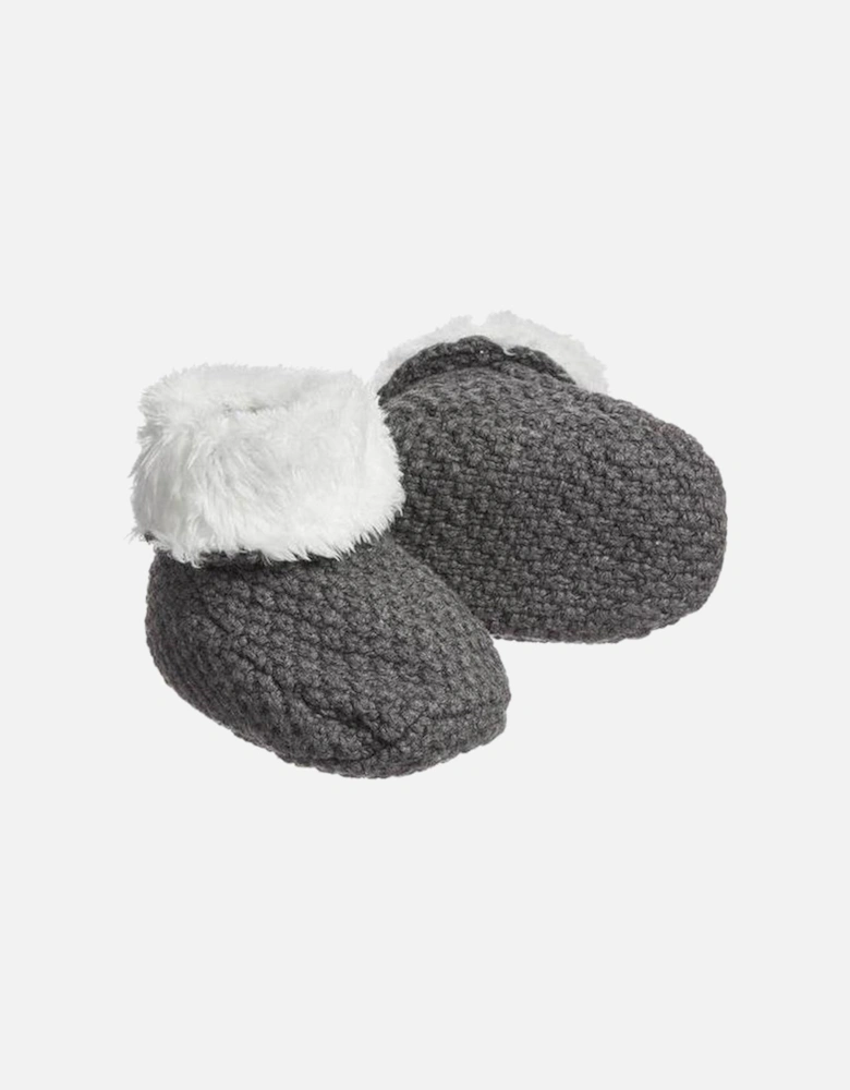 Charcoal Grey Knitted Baby Booties