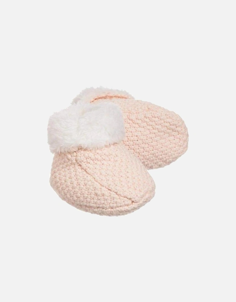 Pale Pink Knitted Baby Booties