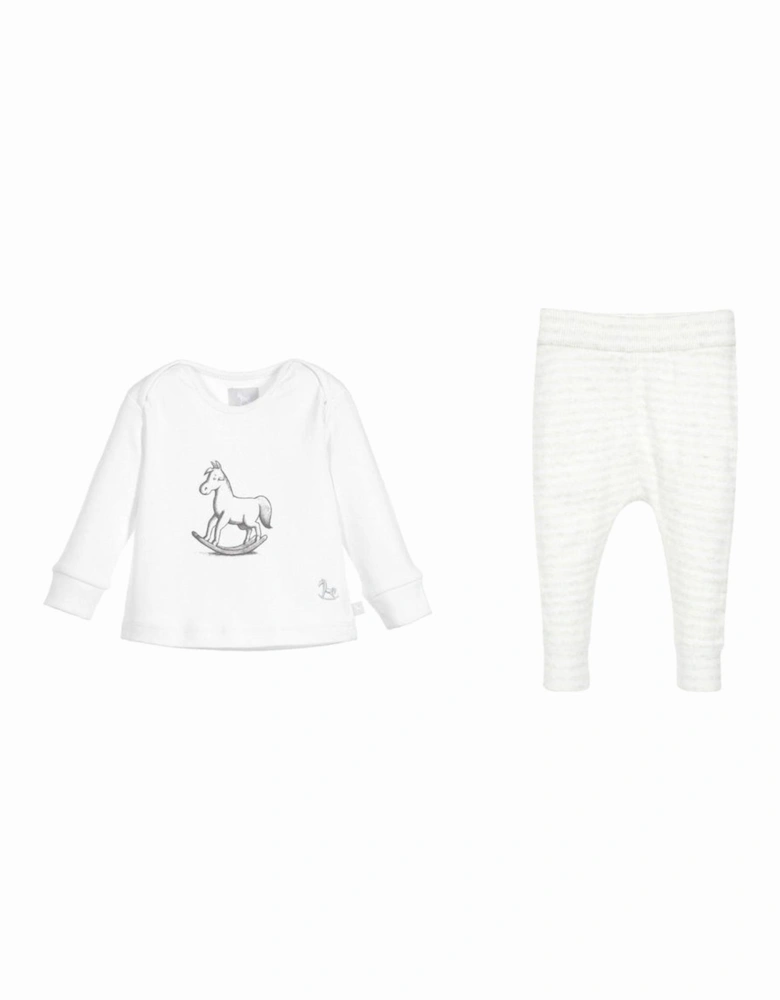 White Rocking Horse Top and Knitted Leggings