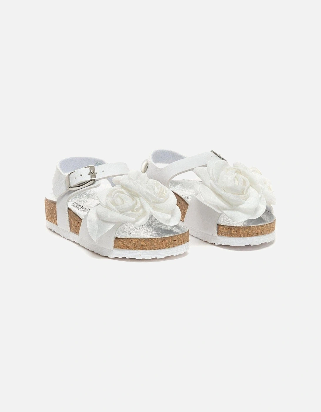 Girls White Rose Sandals, 4 of 3