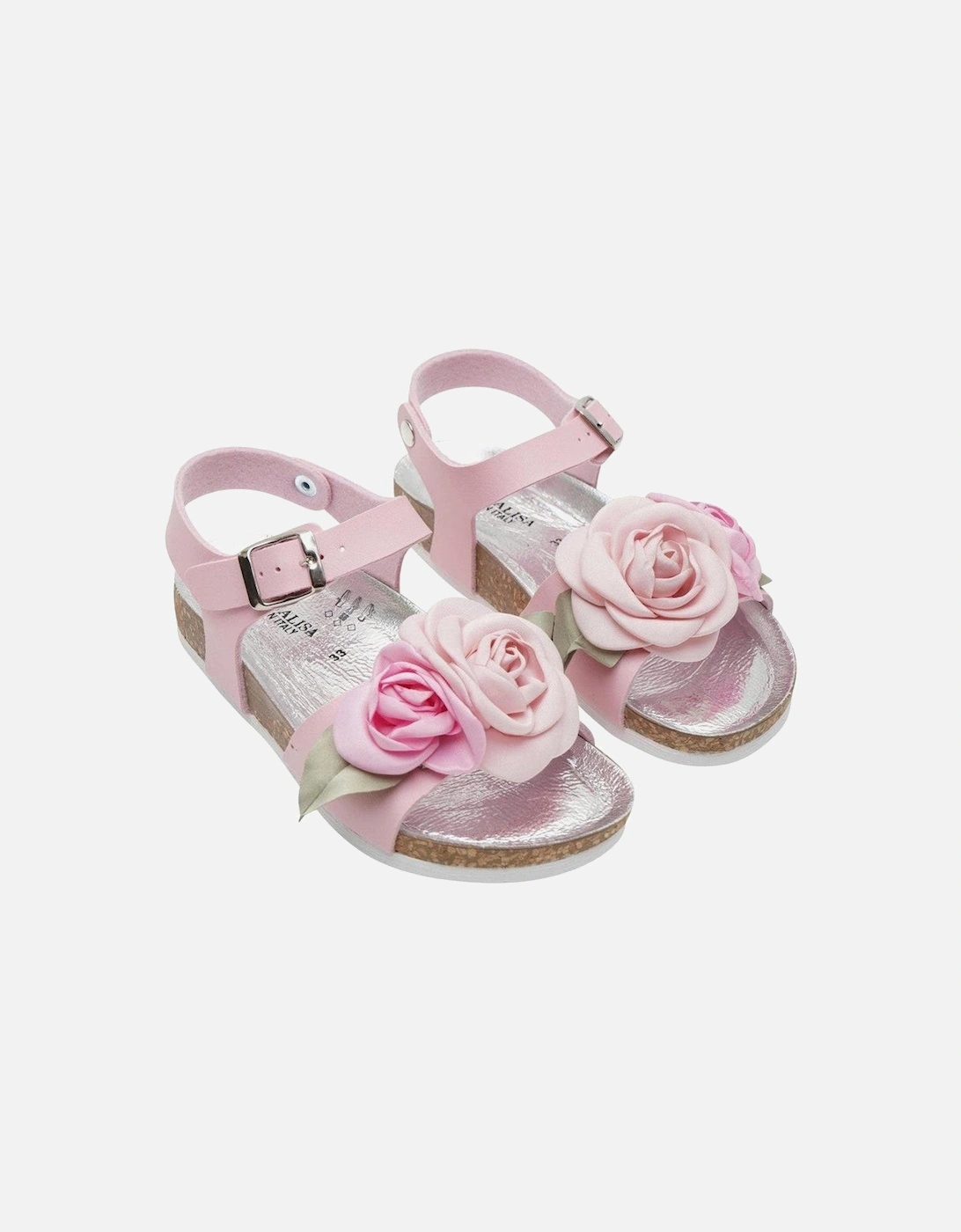 Girls Pink Rose Sandals, 3 of 2