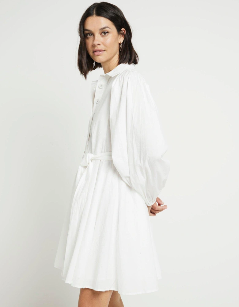 Batwing Shirt Dress - White