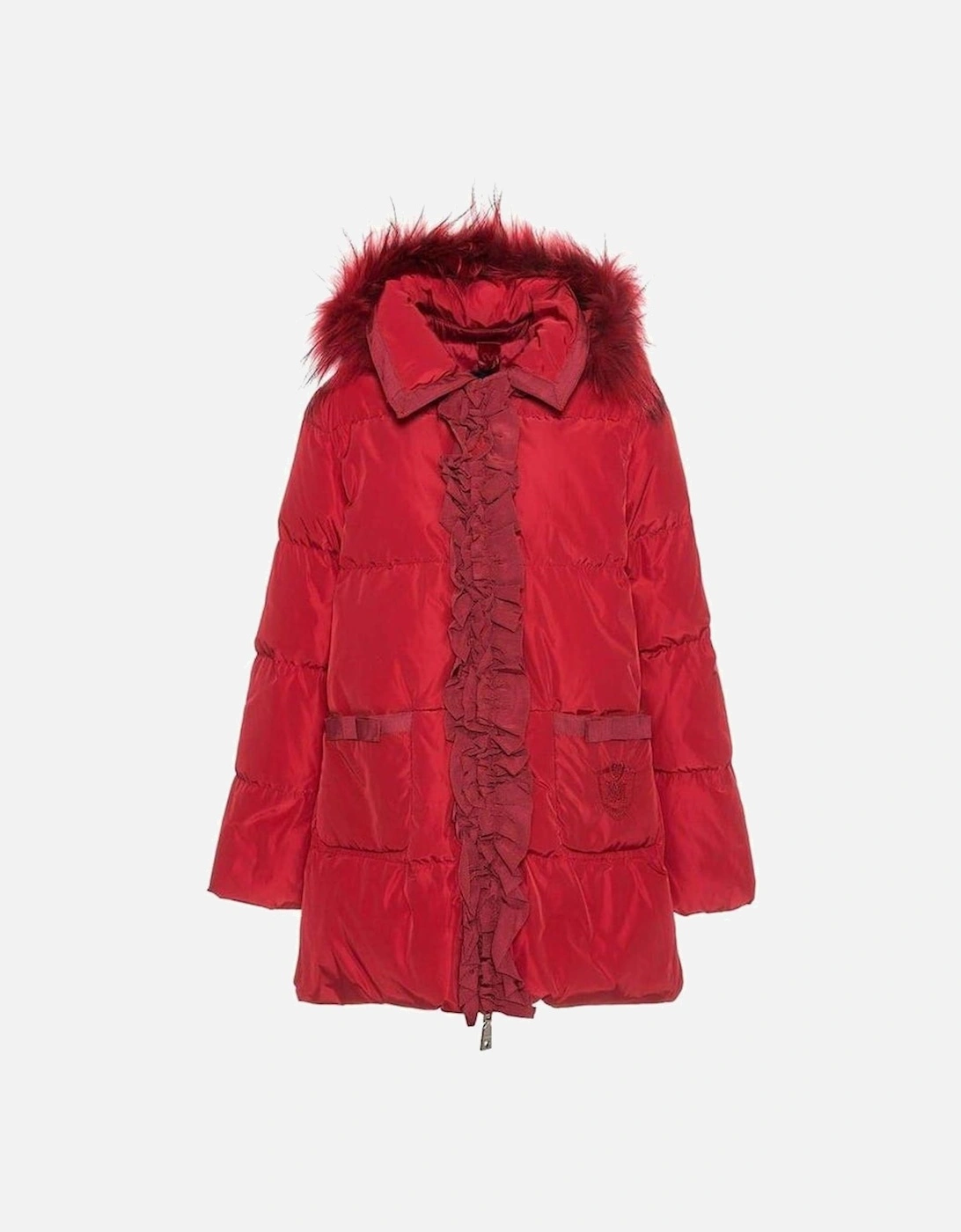 Girls Red Down Padded Coat, 6 of 5