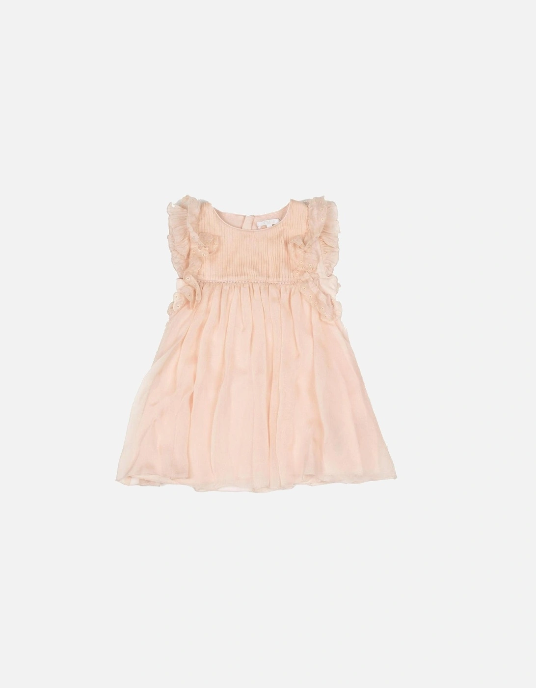 Girls Peach Pleated Dress, 5 of 4