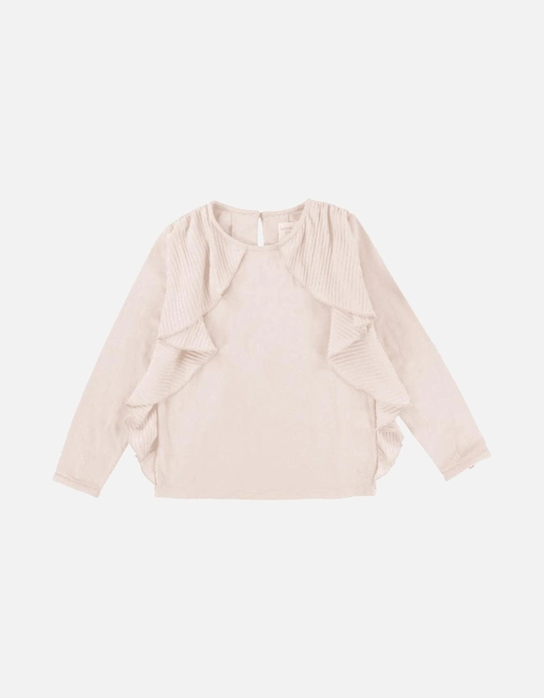 Girl Pale Pink Pleated Frill T-Shirt