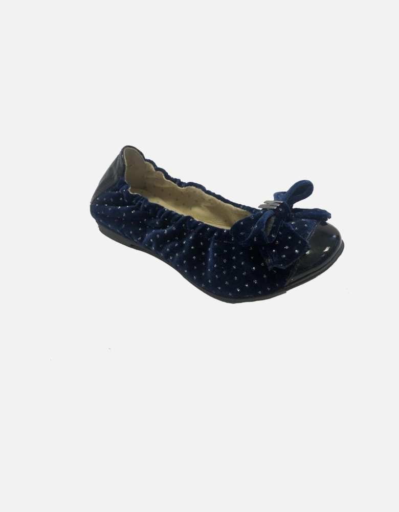 Blue Velvet Bow Shoe