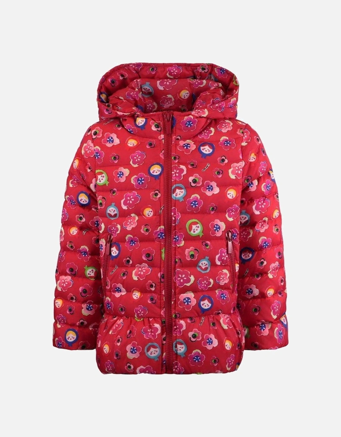 Girls Red Floral Padded Jacket, 3 of 2