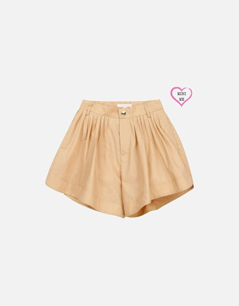 Girls Peach Chambray Shorts