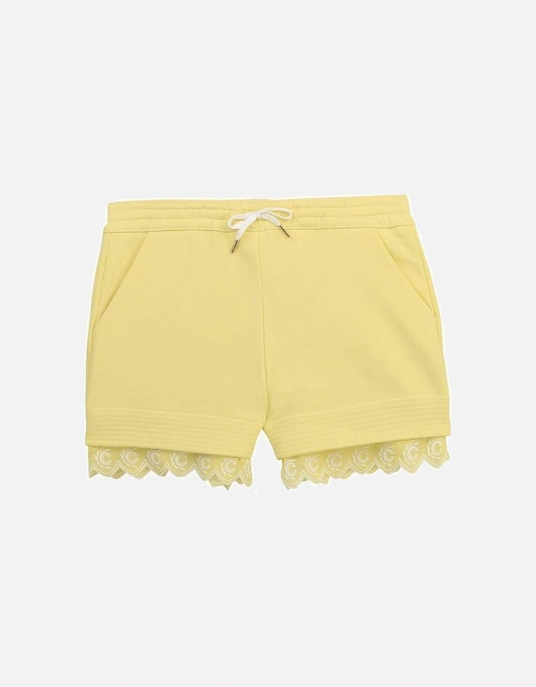 Girls Yellow Cotton Jersey Shorts