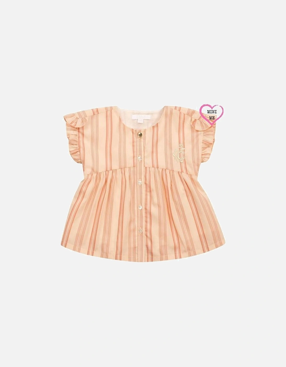 Girls Peach Striped Cotton Blouse, 2 of 1
