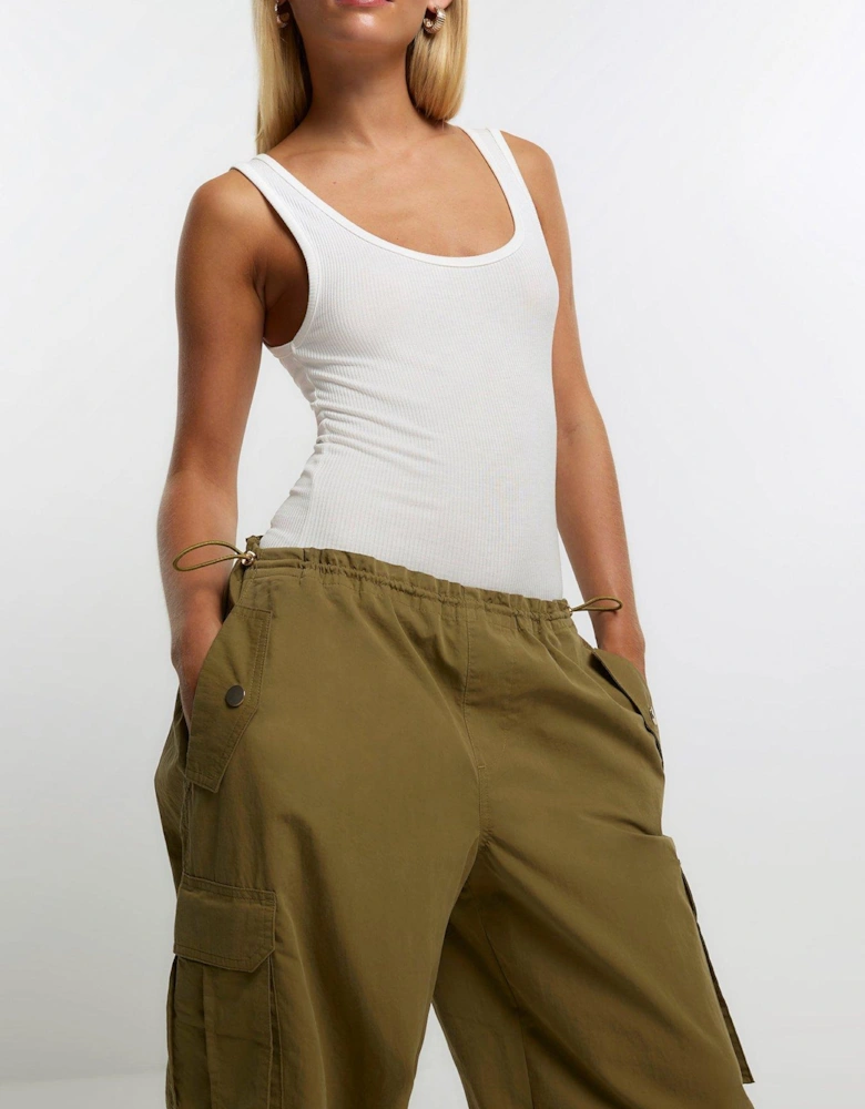 Petite Cargo Parachute Trouser - Khaki