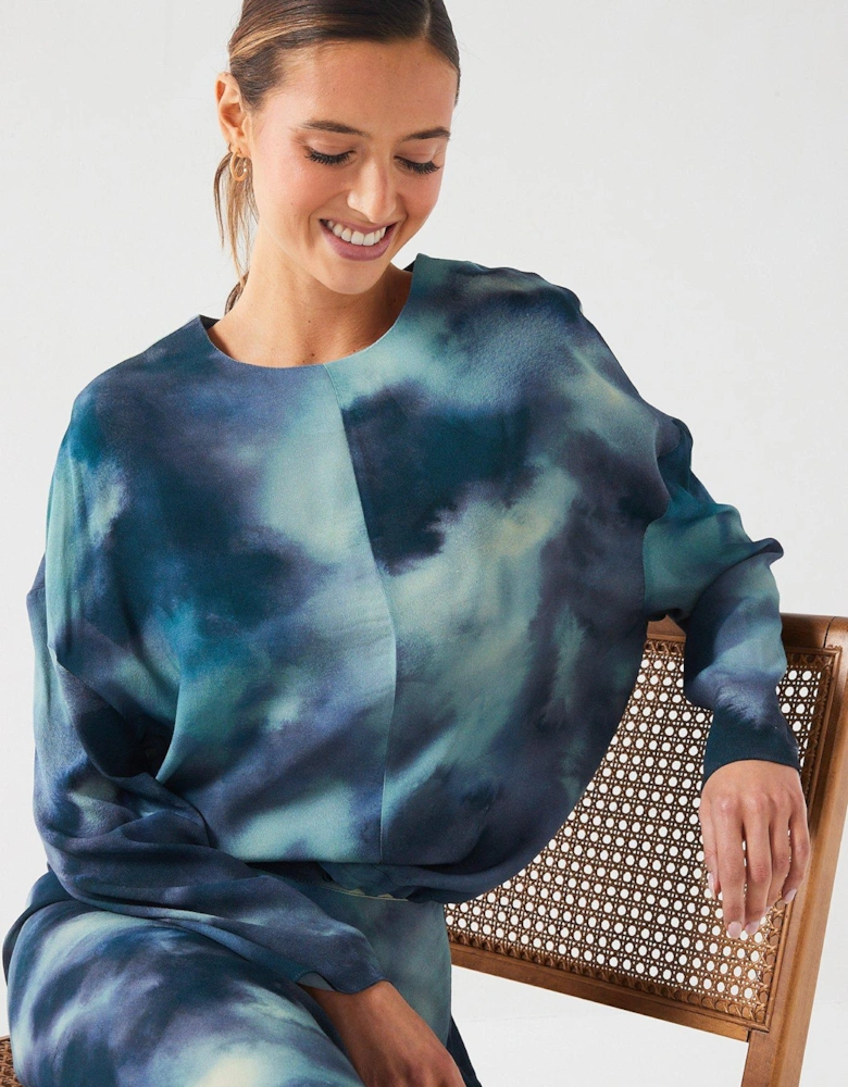 Tie Dye Blouse Co Ord - Navy