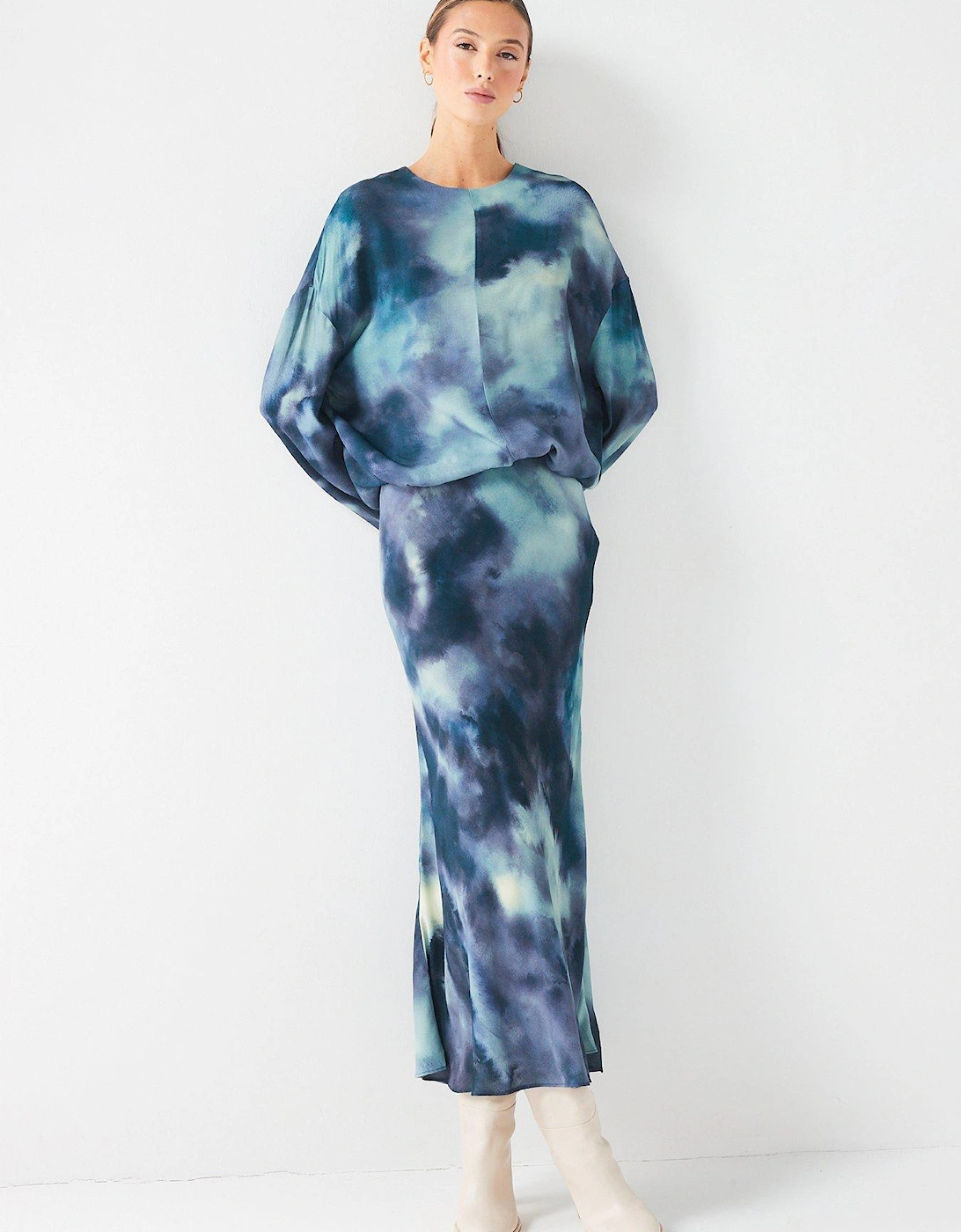 Tie Dye Blouse Co Ord - Navy