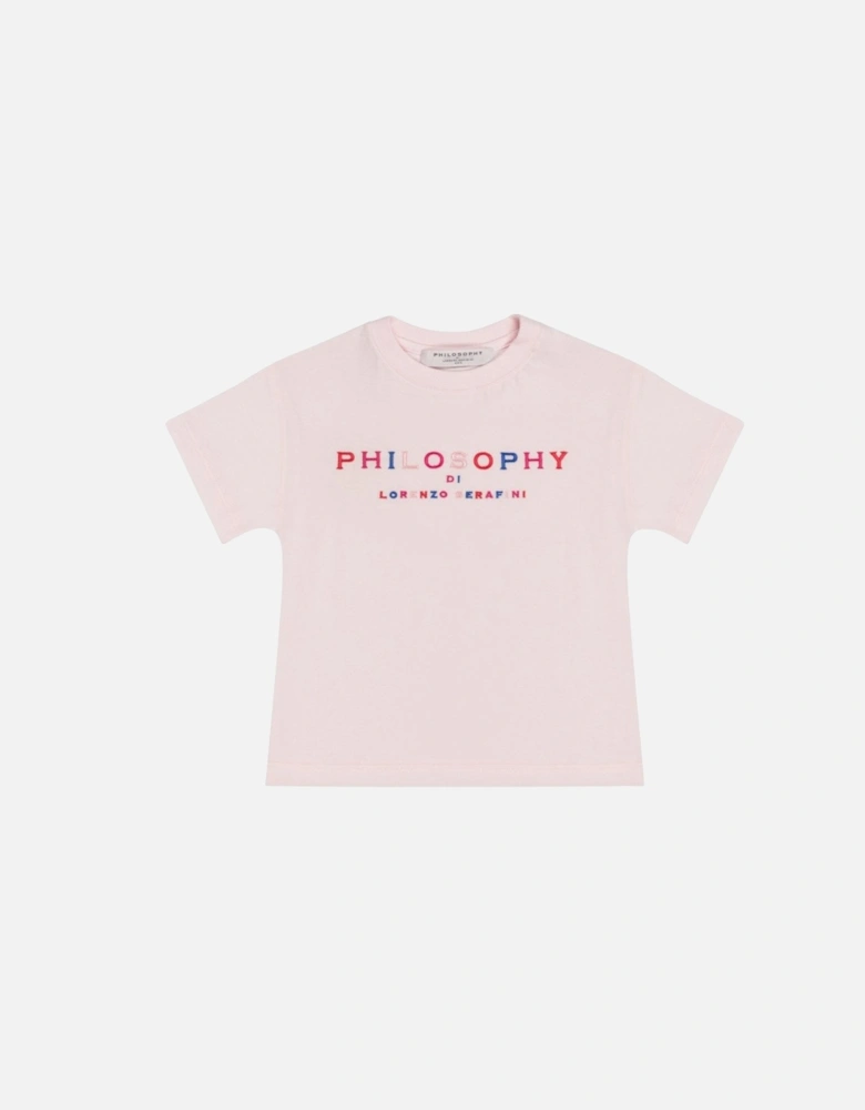 Girls Pink Multi Logo T-shirt