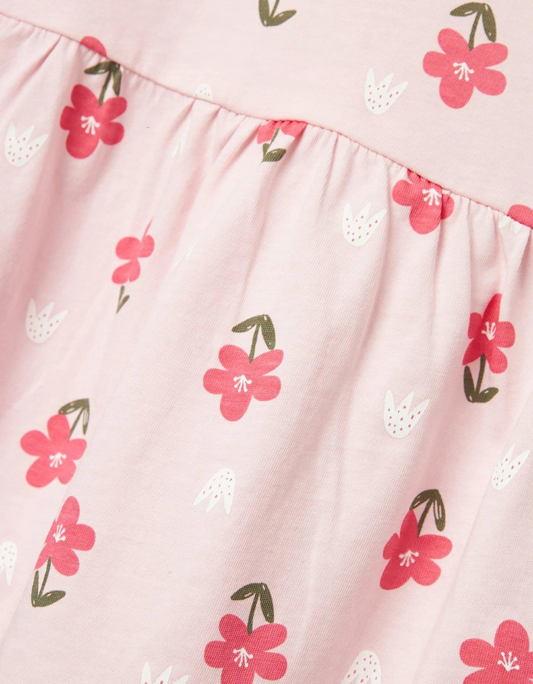 Mini Girls Vigga Jersey Flower Print Dress - Parfait Pink