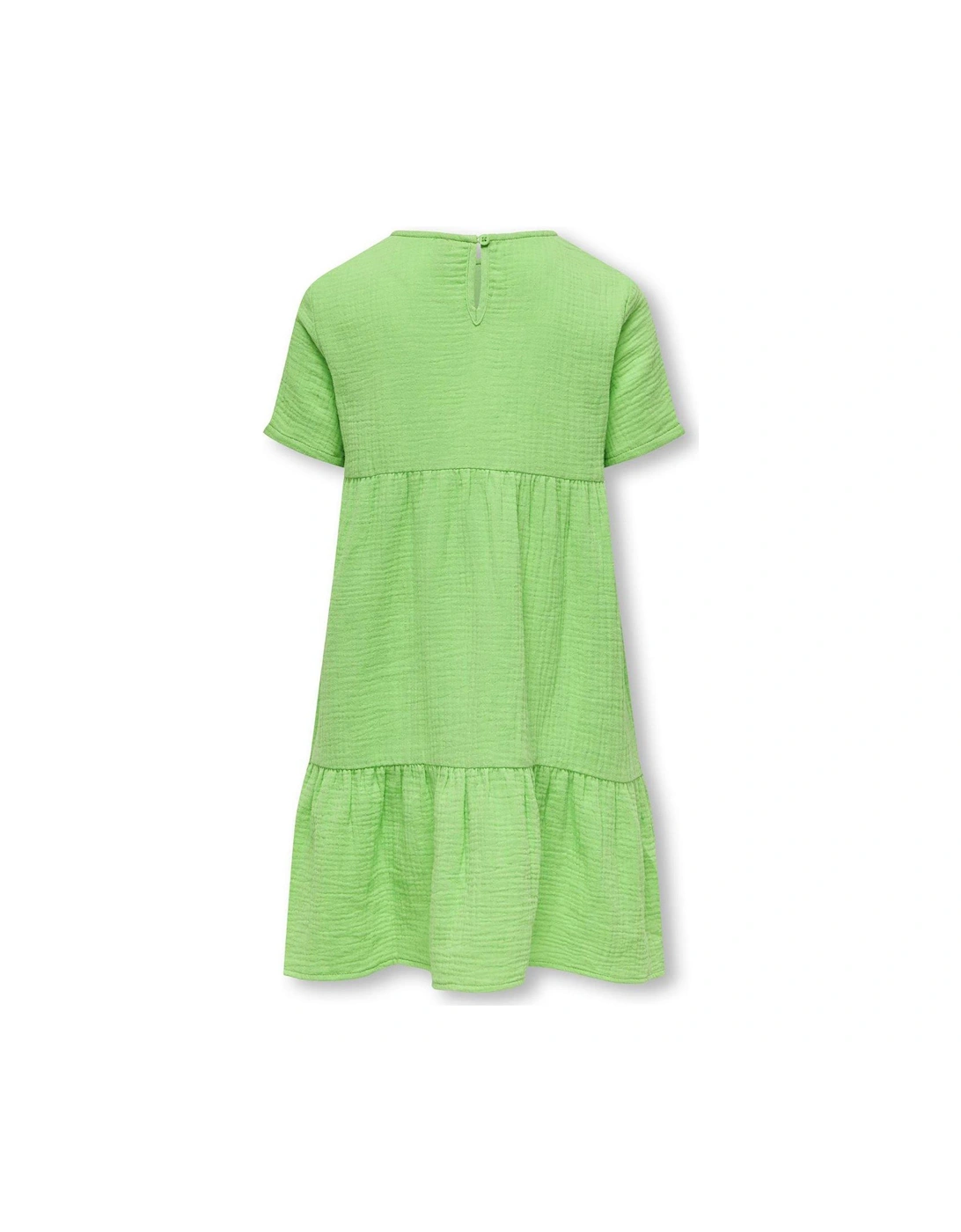 Girls Short Sleeve Cheesecloth Dress - Green