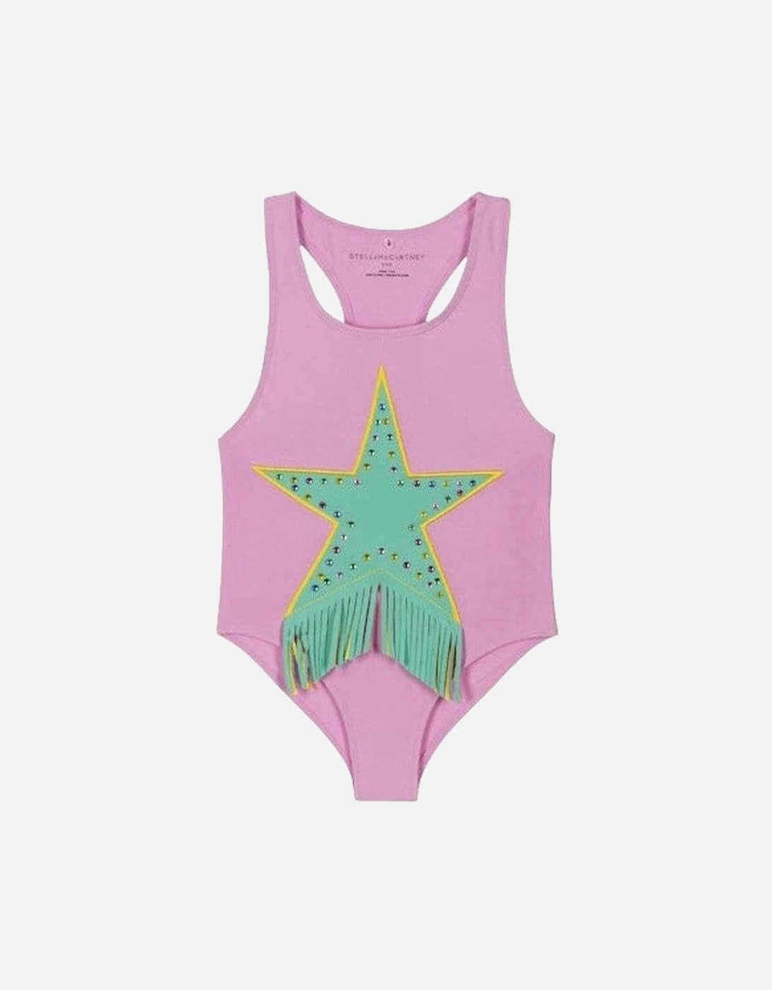 Girls Pink Star Swimsuit, 2 of 1