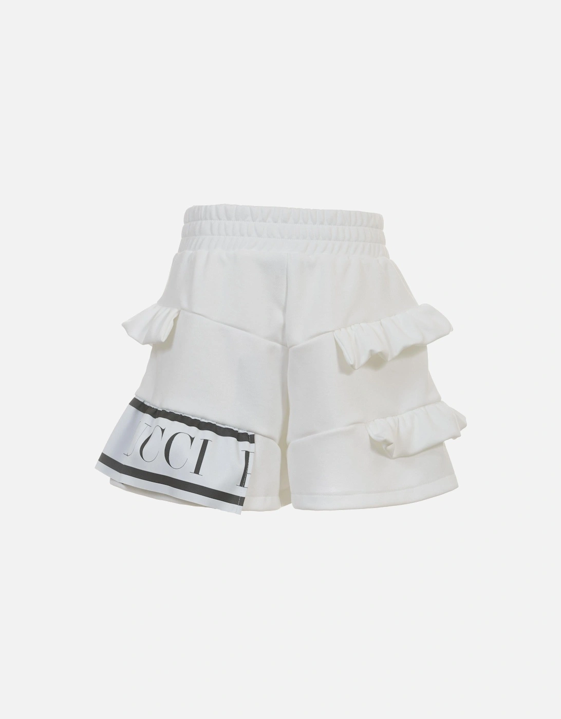Girls White Ruffle Shorts