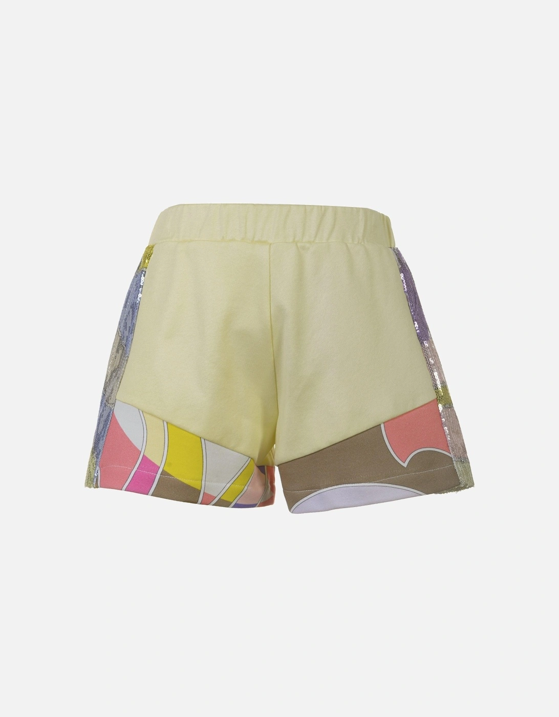 Girls Yellow Multi Sequinned Shorts