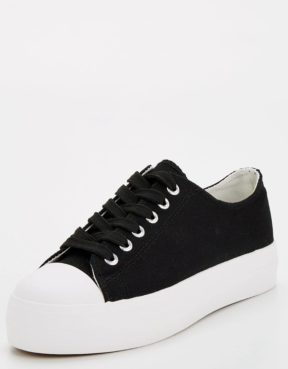 Extra Wide Fit Canvas Lace Up Trainer